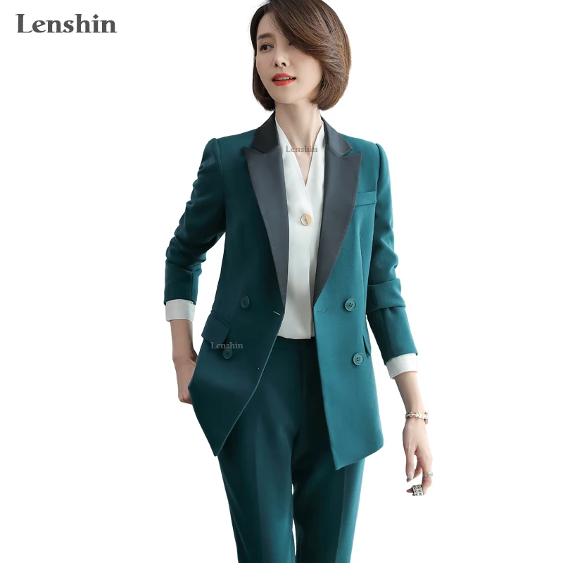 Lenshin/комплект из 2 предметов Деловой костюм с контрастным воротником и брюками