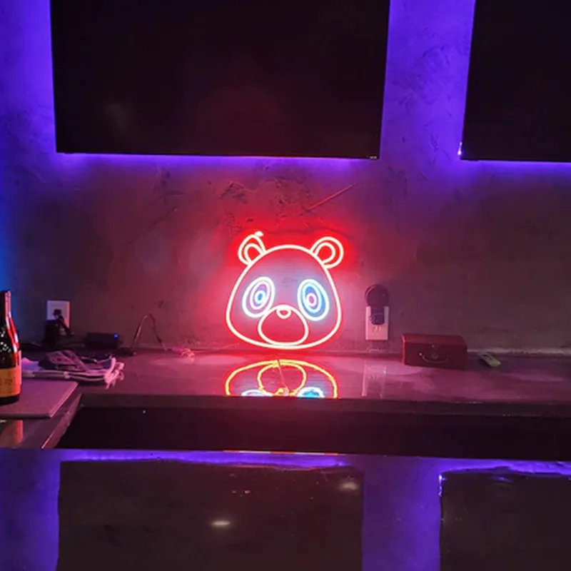 Неоновая вывеска Kanye в виде медведя на выпускной светодиодный неоновый