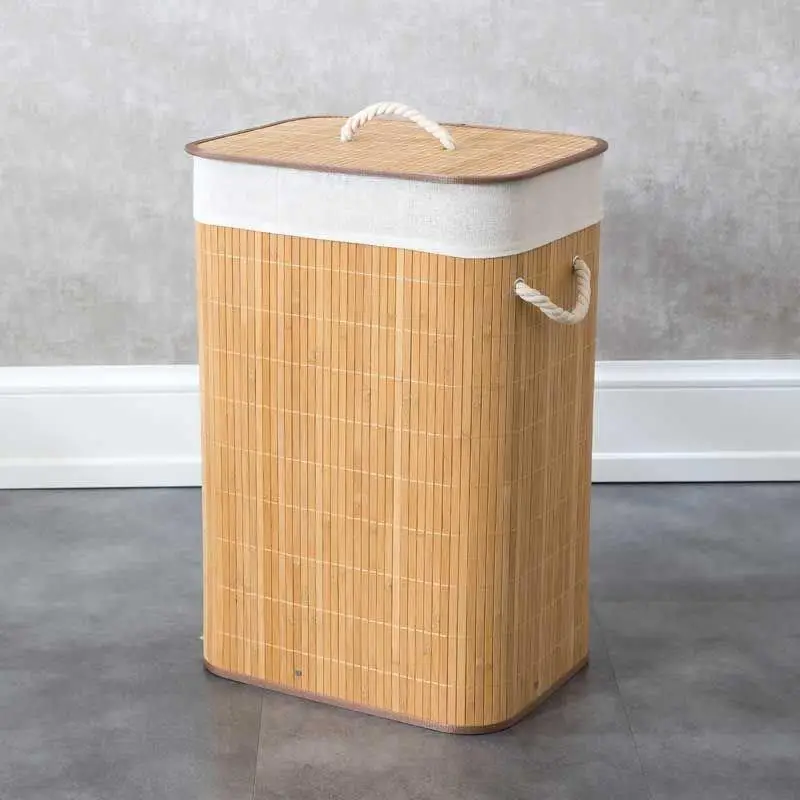 

Foldable Bamboo Storage Basket Large Clothes Storage Laundry Basket 40x30x60cm dirty clothes organizer laundry bag Dropshipping