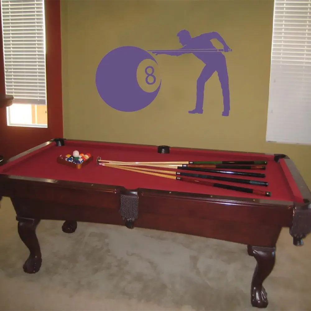 Eight Ball Man Playing Pool Billiard Wall Sticker Decal Sports Art Decoration A002575 | Дом и сад