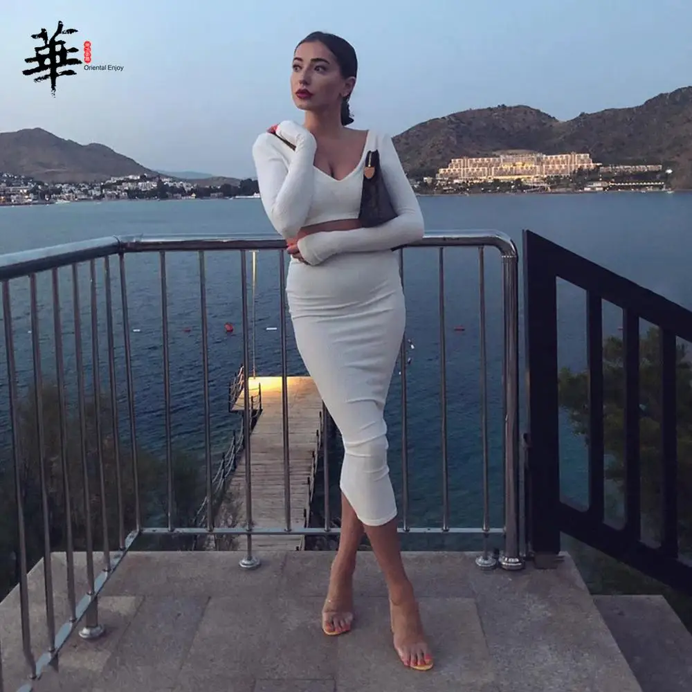 Осенне зимний комплект из двух предметов с юбкой хлопковый длинными рукавами и