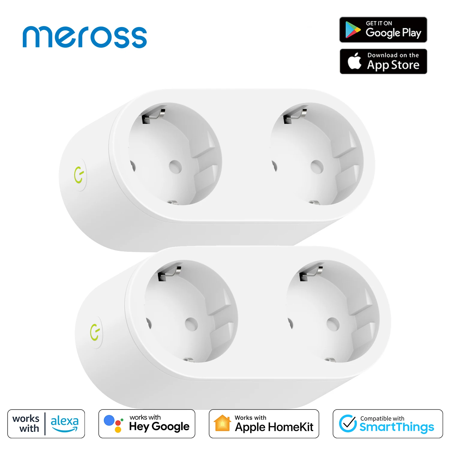 HomeKit 2 in 1 Smart Plug Wifi Dual Outlets EU Socket Remote Voice Control Pack Support Alexa Google Assistant SmartTings |