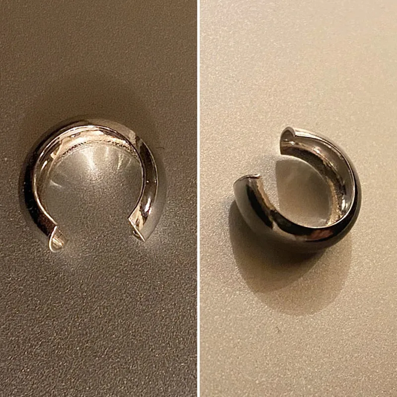 

Custom Chunky Smooth Silver Conch Ear Cuff Earrings