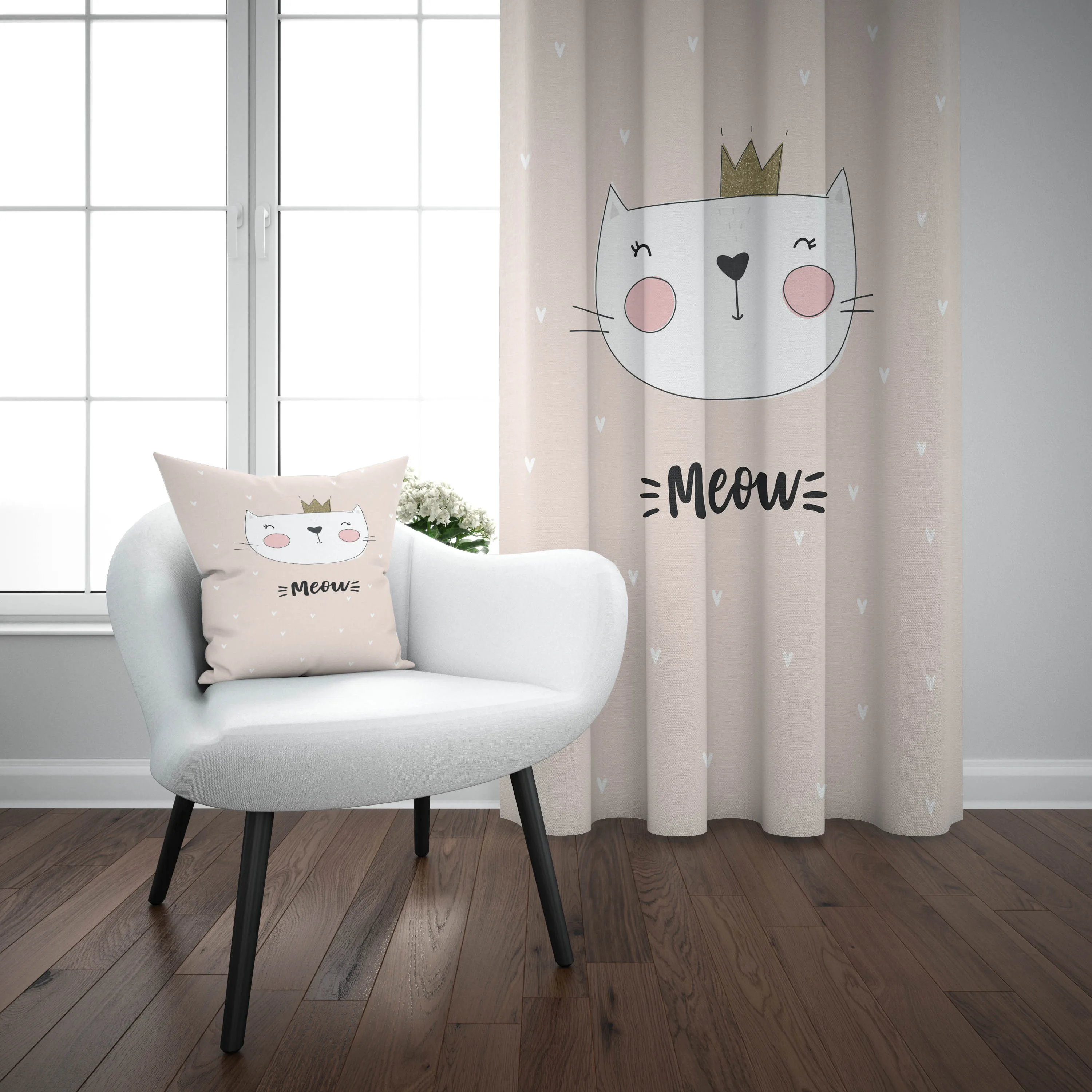 Еще розовые мягкие милые кошки принцесса животные 3d Печать Дети Малыши Окно