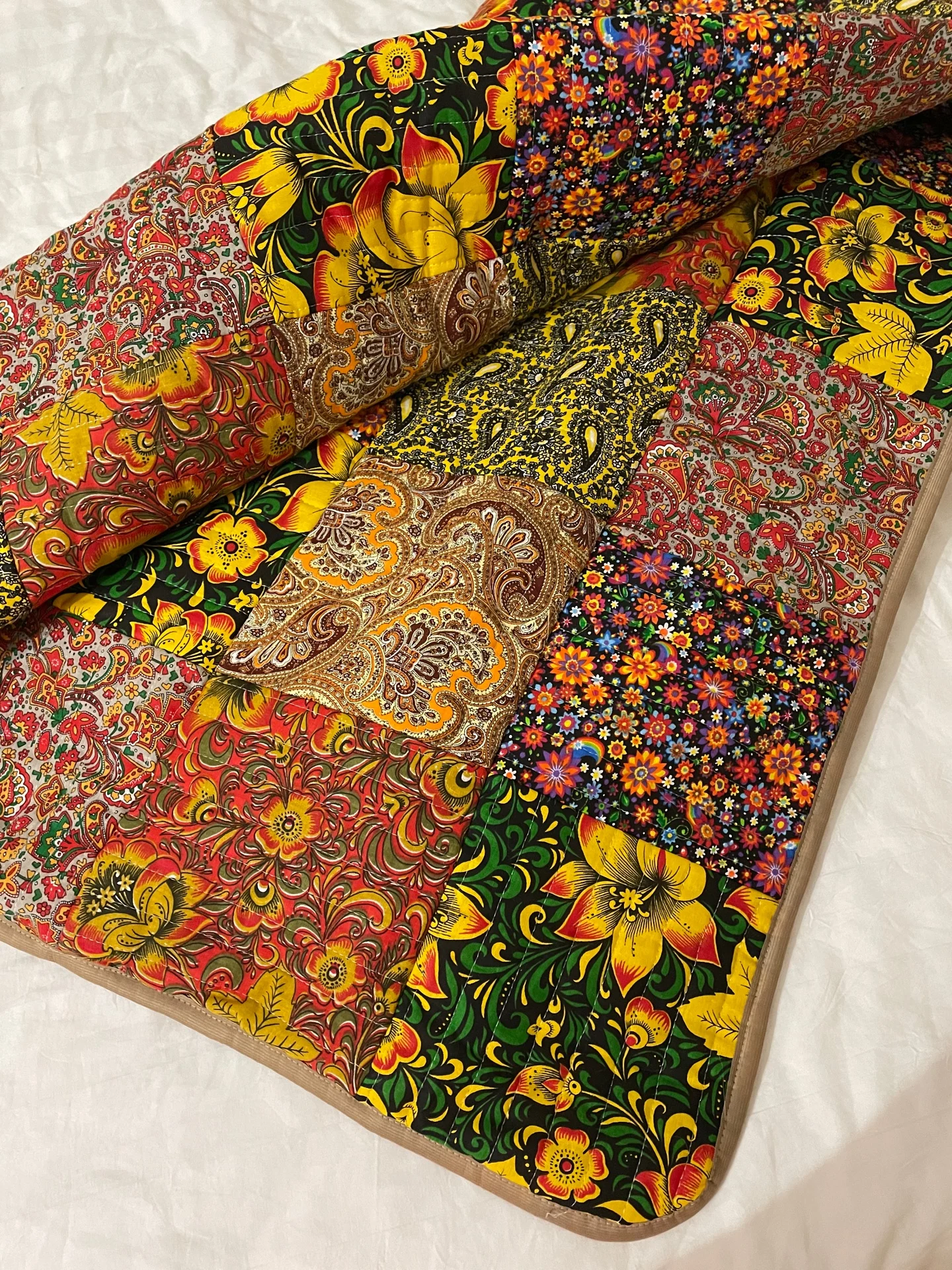 Покрывало лоскутное "Радость" HANDMADE хлопок стеганое | Дом и сад