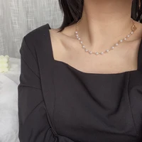 2022 new simple heart pearl necklace for women golden silver color round circle clavicle chain necklaces minimalist jewelry
