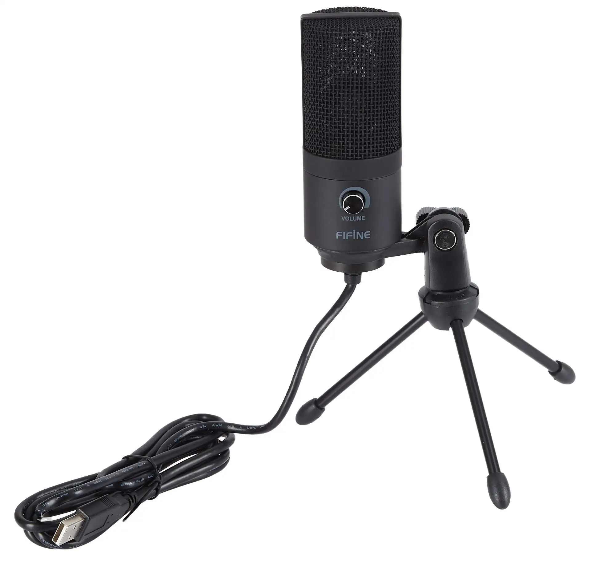 Микрофон Fifine K669B (Black) USB конденсаторный штатив-тринога регулятор громкости для