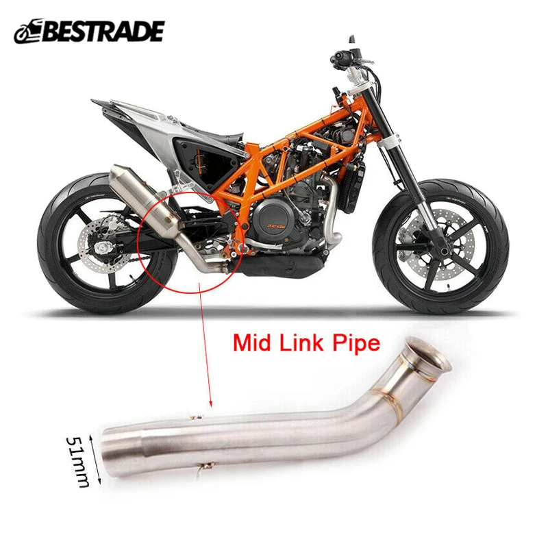 

Motorcycle Middle Link Pipe Exhaust Pipe Connect Link Tips Slip On 51mm Muffler Stainless Steel Modified For DUKE 690 2012-2018