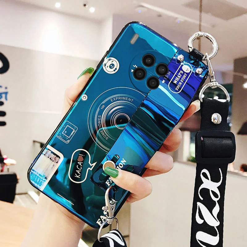 wrist strap shockproof holder neck strap case for huawei nova 8i case cover phone cases honor 50 lite fundas camera pattern free global shipping