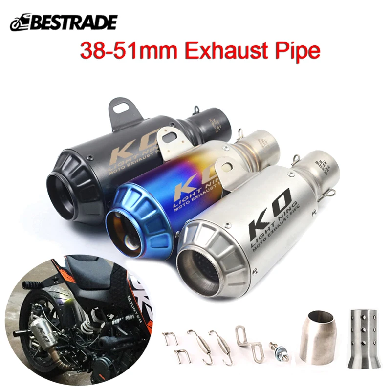 

265mm Length Universal Motorcycle 51mm Exhaust Muffler Pipe Stainless Steel Tail Tube Escape Removable DB Killer Dirt Bike ATV