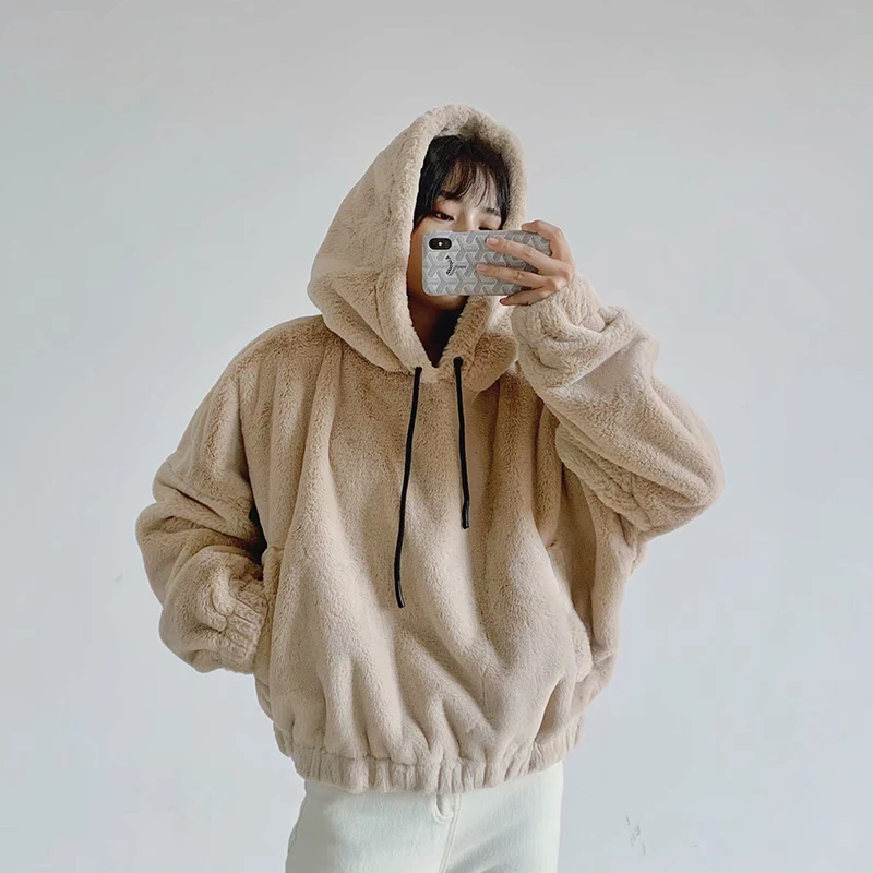 Толстовка с капюшоном Obrix для женщин пушистая свободная карманами длинным