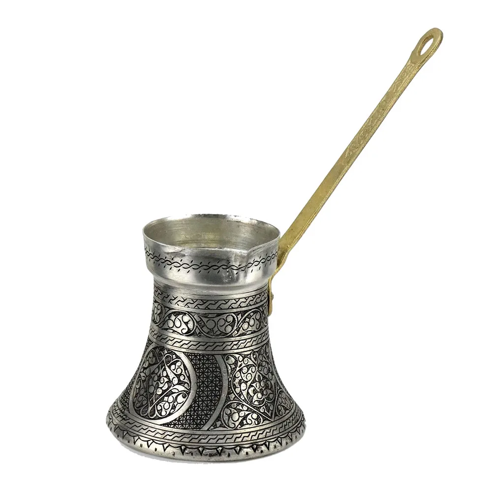 

Sonay Copper Art Embroidered Tumbled Thick Copper Creamer Coffee Pot Casting Handle Inner Part Pewter Blackening Yapmayan Surface Handwork Product