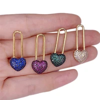 5pcs brass cubic zirconia lock heart pendants charms metal decorations accessories for making necklace bracelet