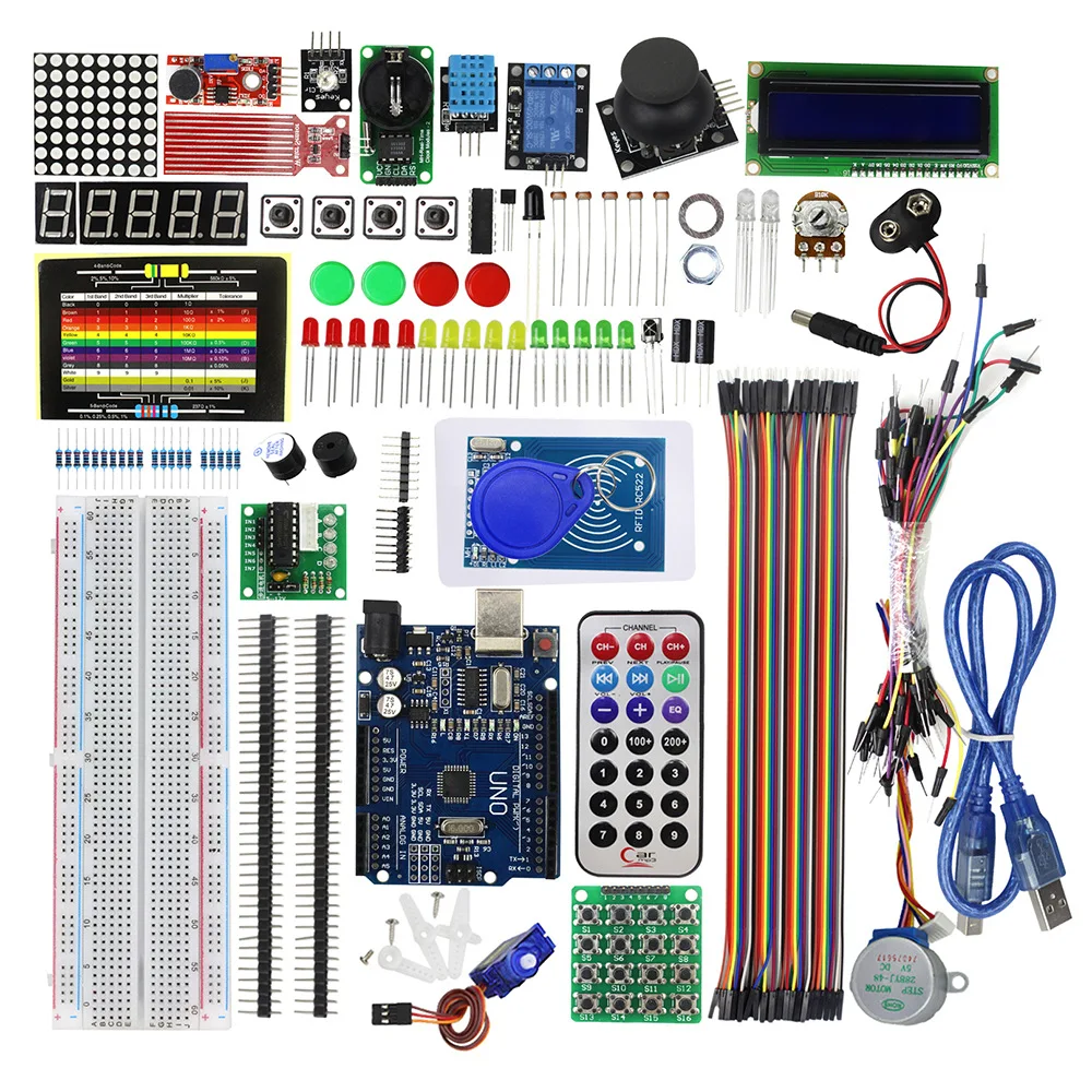 Training Arduino uno kit electronics integrated circuits with modules and case for programmer on IDE atmega328p RFID | Электронные