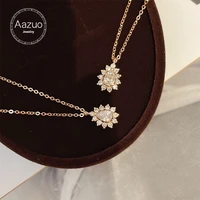 aazuo 18k pure solid rose gold real natrual diamonds fairy water drop necklace with chain 45cm gift for woman senior party