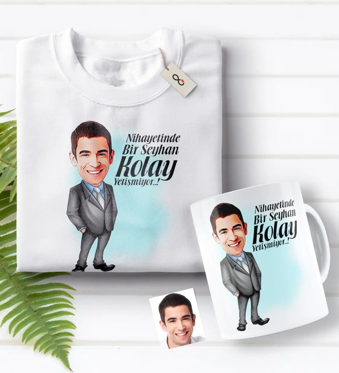 

Personalized Mr Easy Grow Caricature Of White T-shirt And Mug Seti-1