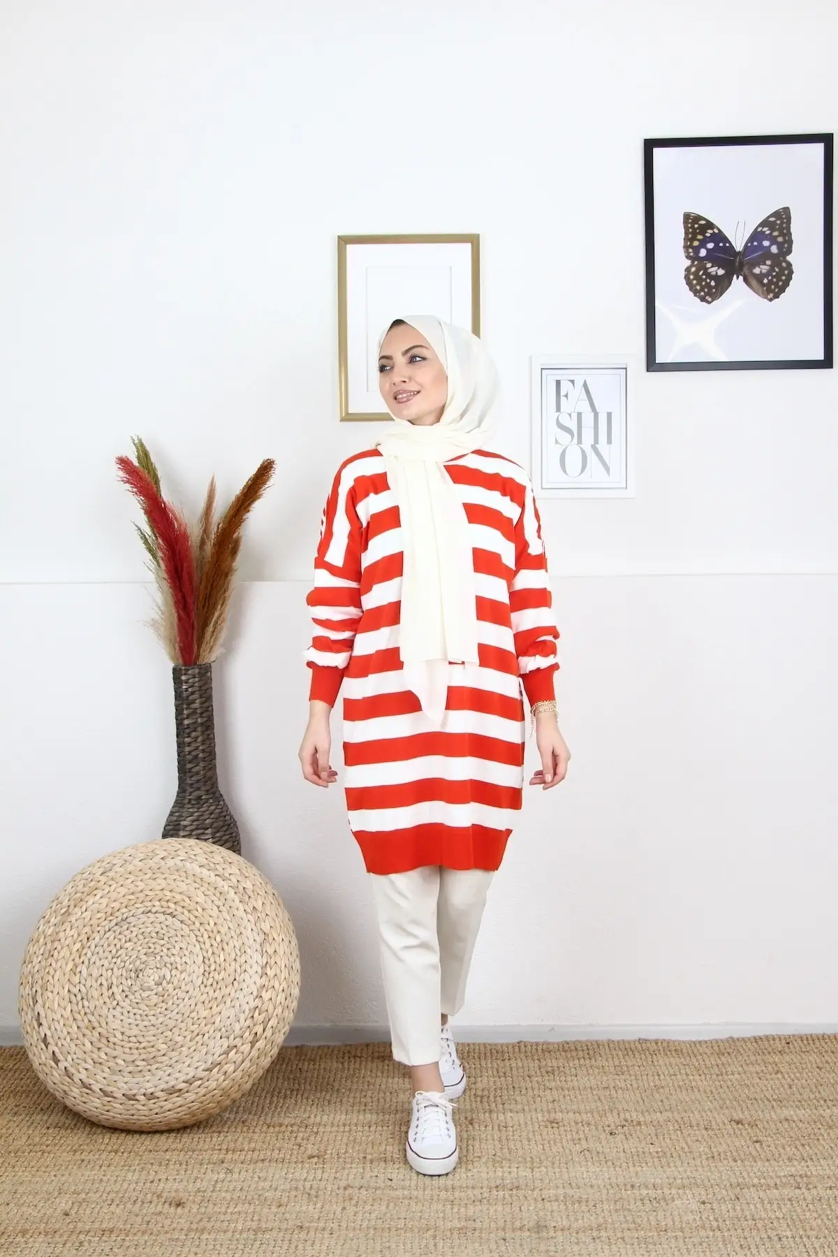 

Women's Clothing Sweaters Warm-Keeping Striped Pattern Islamic Clothing 2021 Fashion Sports Stylish Use