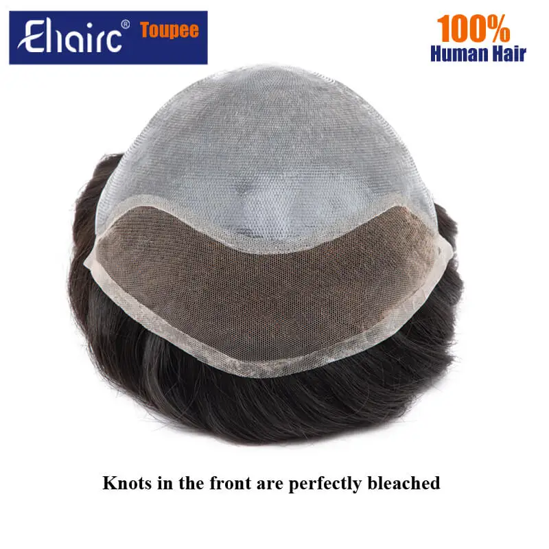 Bio-Men Toupee Invisible Hairline Men's Wigs Replacement System Unit Male Hair Prosthesis 100% Natural Human Hair Wig For Men