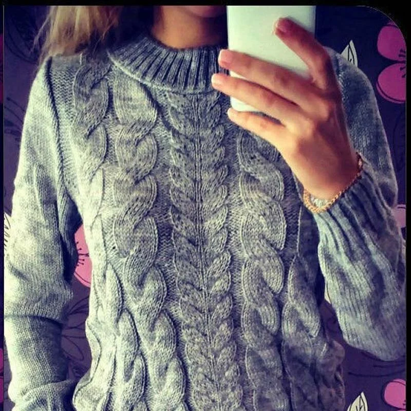 Зимние женские шерстяные свитера Женский вязаный джемпер с длинными рукавами