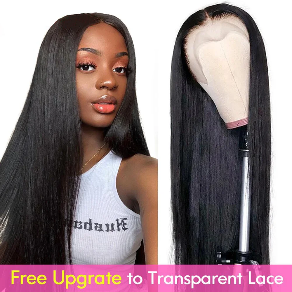 

Straight Human Hair Wigs HD Transpant Lace 13x4 Lace Frontal Wig Pre Plucked Straight Lace Front Wig For Black Women 32 34 Inch