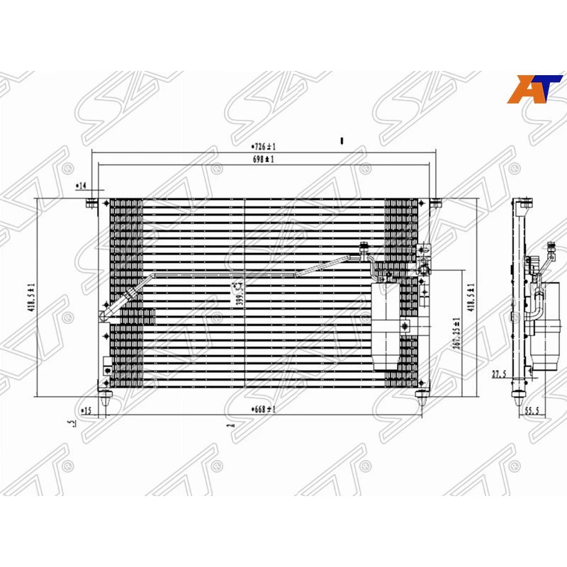Радиатор кондиционера для Toyota Mark 2 90 (1992-1996) SAT ST-TY13-394-0 |