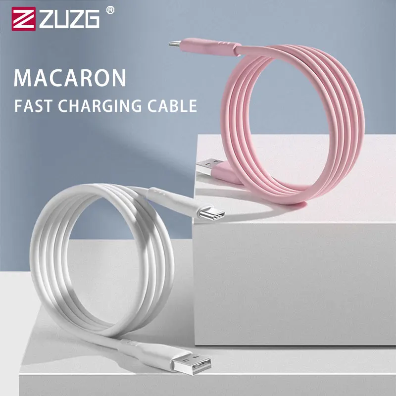 

ZUZG USB IOS Type C Cable for Iphone Samsung Xiaomi Huawei Liquid Silicone Macaron 2.4A Fast Charging Cable 66W 100W Charger