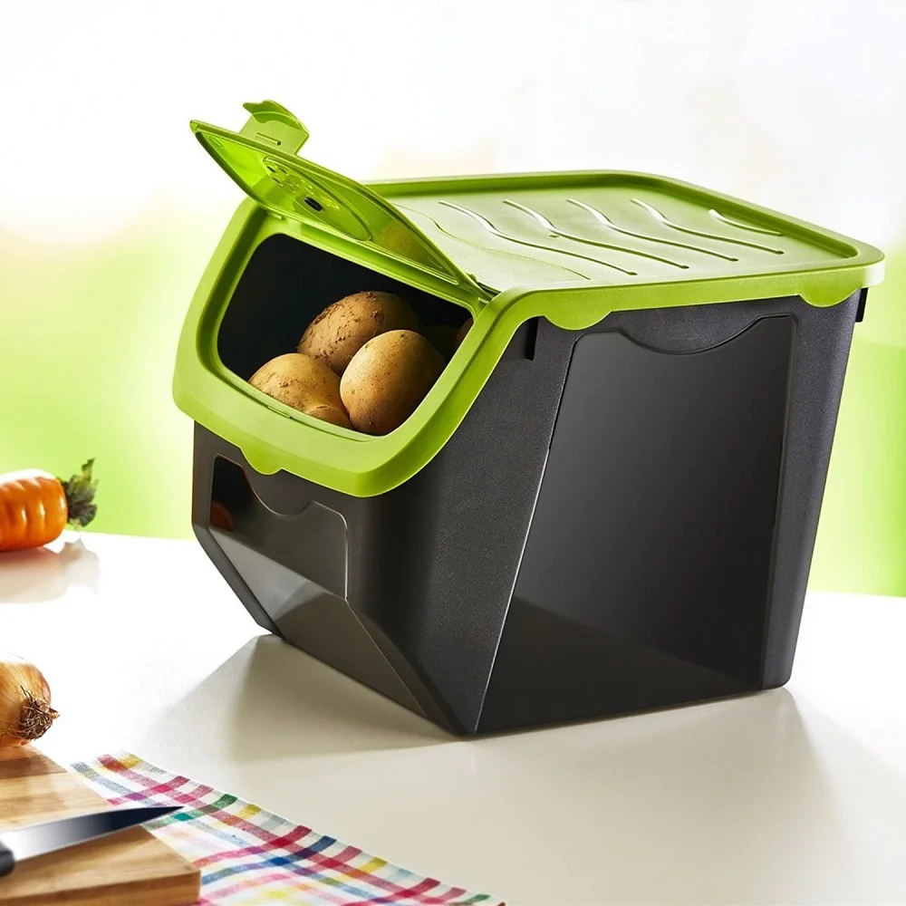 Coral Potato Onion Garlic Storage Box Food Container Kitchen Storing Plastic Vegatable Keep Fresh