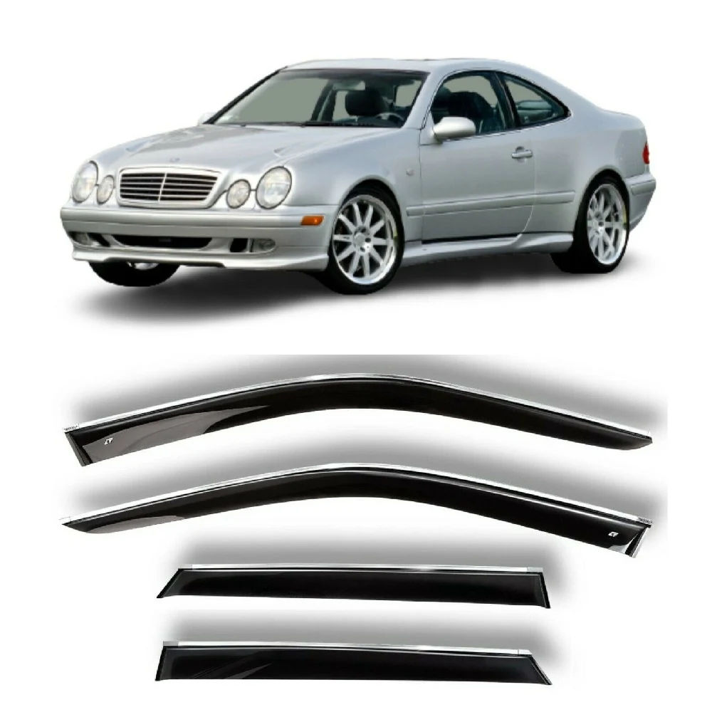 Дефлекторы окон хром полоска молдинг Cobra Tuning M34197CR на авто Mercedes CLK C208 1997-2002