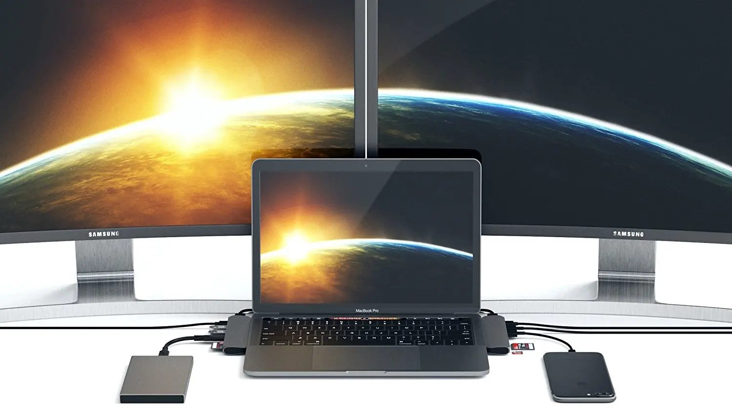 USB хаб Satechi Aluminum Type C Pro Hub Adapter для MacBook 13”/15” 2016 (Space Gray)|USB-хабы| |