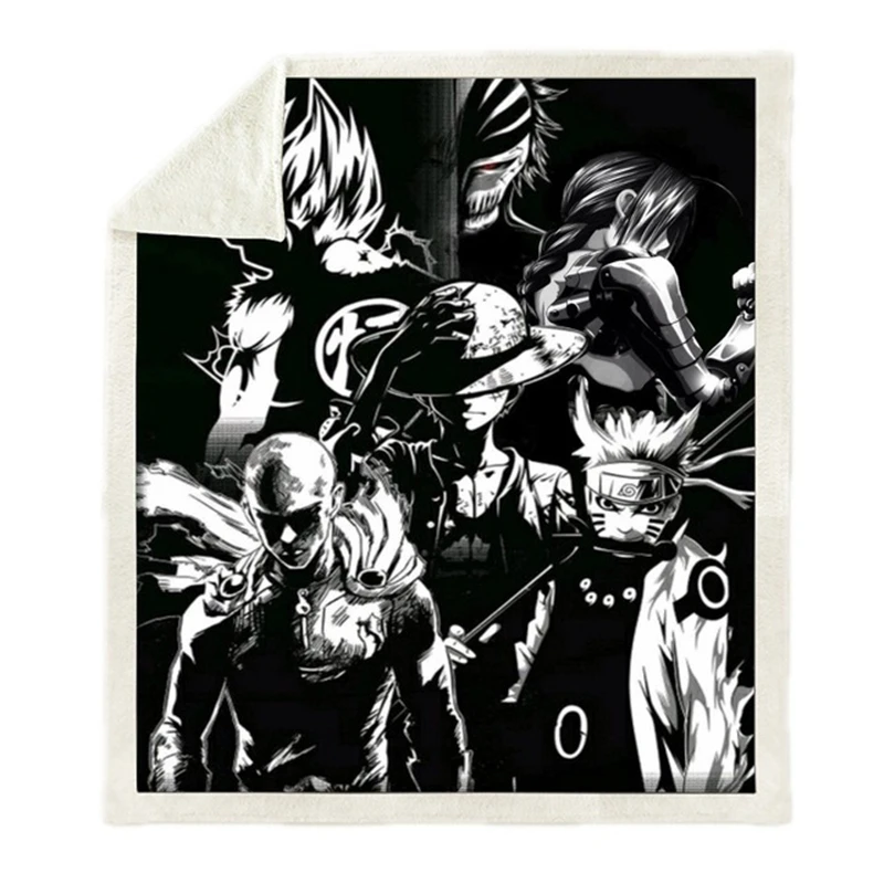 Anime OnePiece Print Plush Throw Blanket Sherpa Fleece Bedspread Home Blankets For Beds Warm Camping Soft Square | Дом и сад