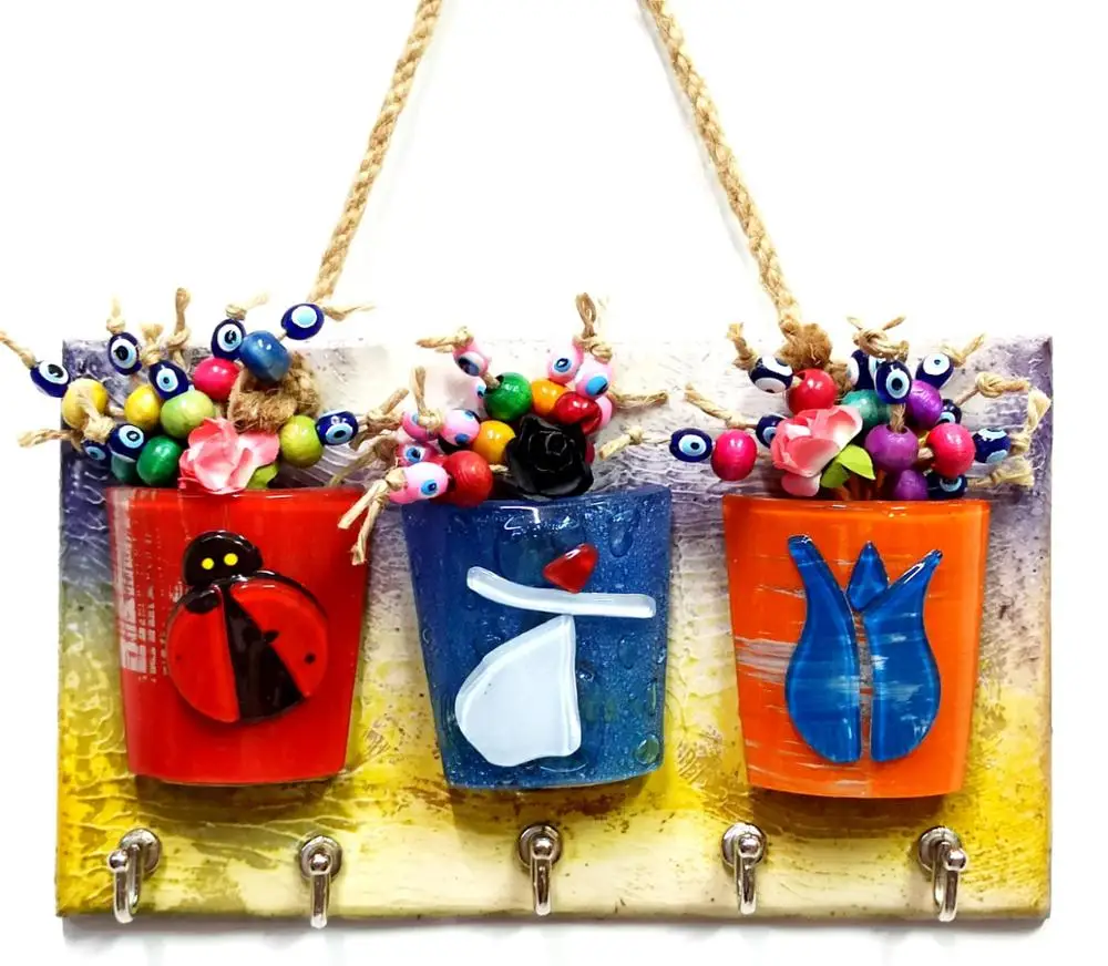 Fusion Glass ручная работа бисера цветочный горшок брелок настенная доска | Дом и сад