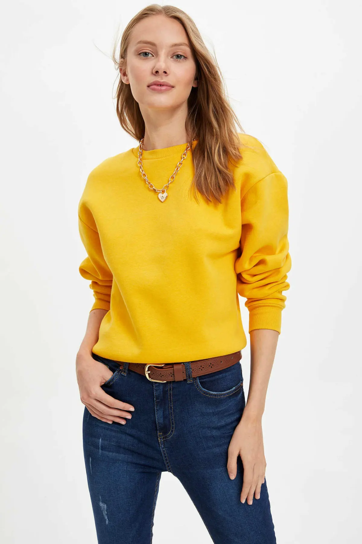 DeFacto пуловер Женский однотонный короткий осенний Повседневный свитер Свободная