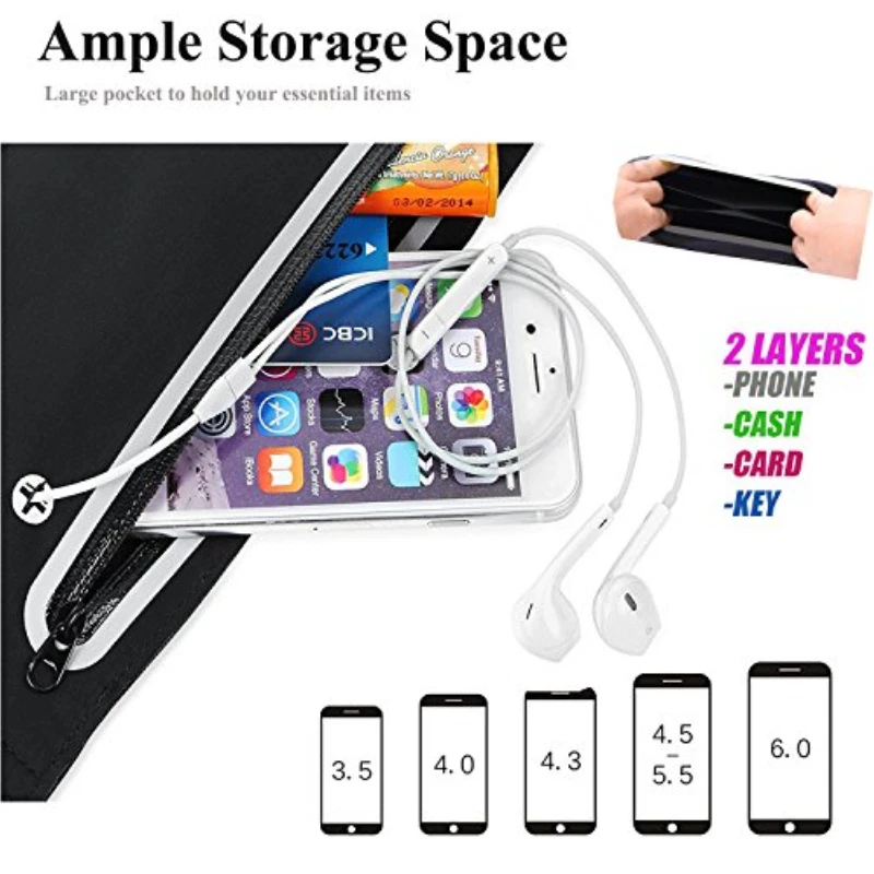 Сумка поясная для бега отдел на молнии светоотражающий материал влагостойкая