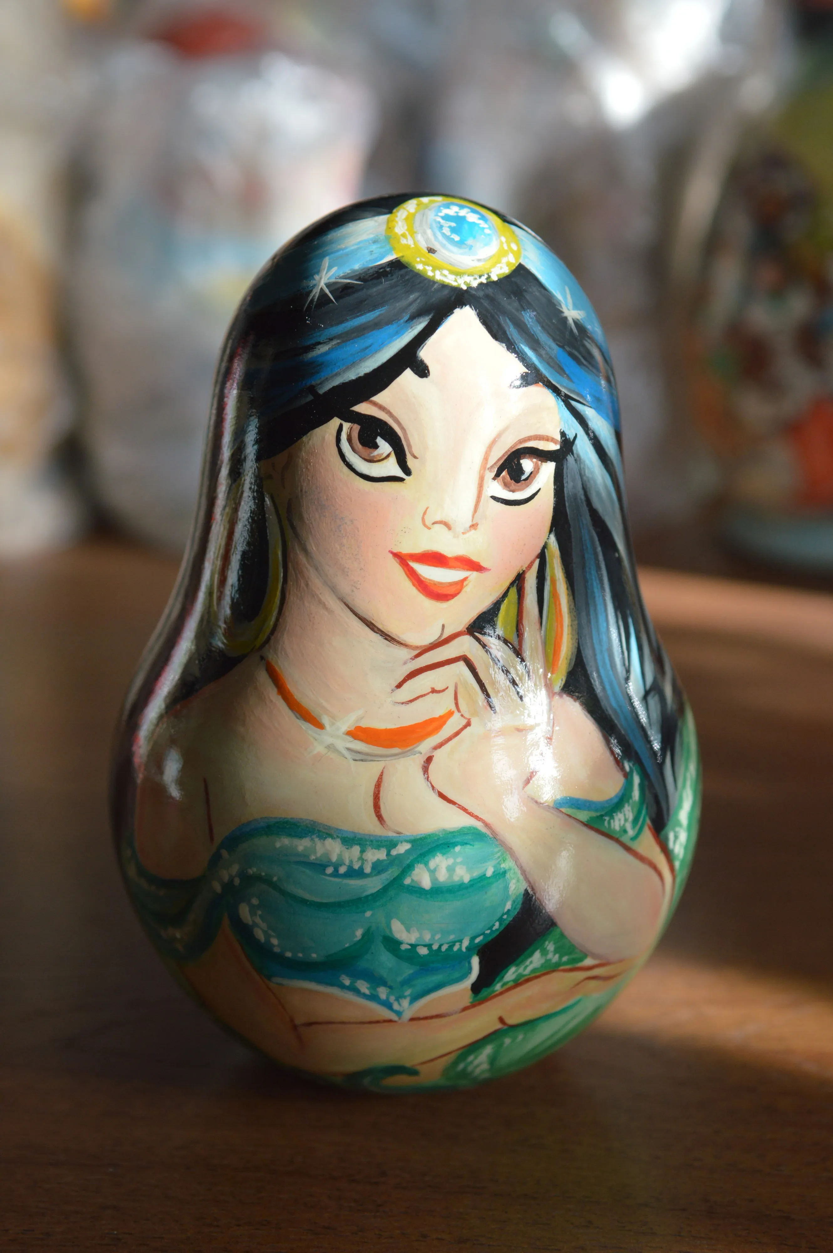 Musical Roly-Poly Nevalyashka Russian сhildren's toy Gift Souvenir Author's hand-painted folk art |