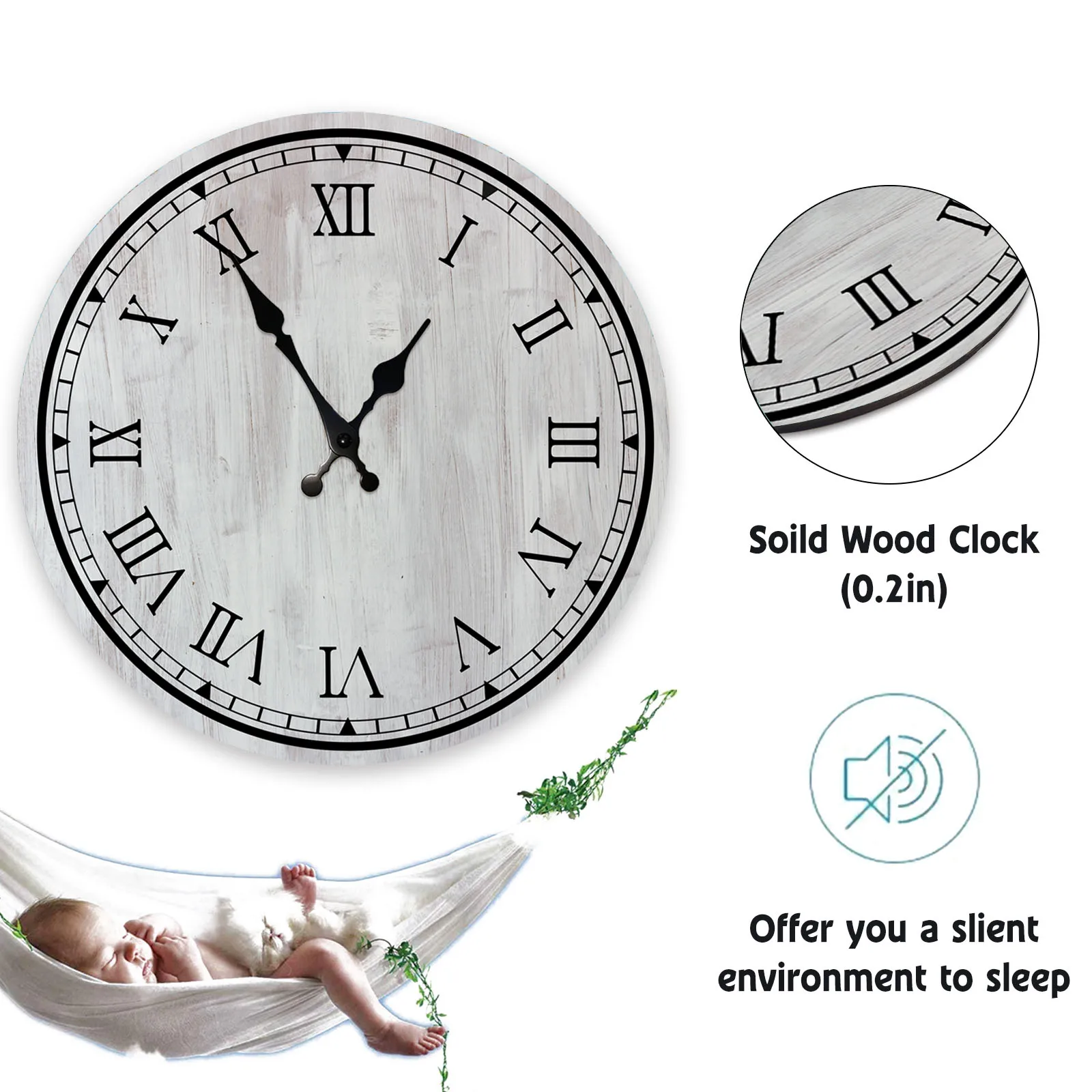 

13.5 Inch Nordic Simple Wooden Wall Clock for Bedroom Living Room Decor Creative Silent Quartz Wood Wall Clock Home Decoration