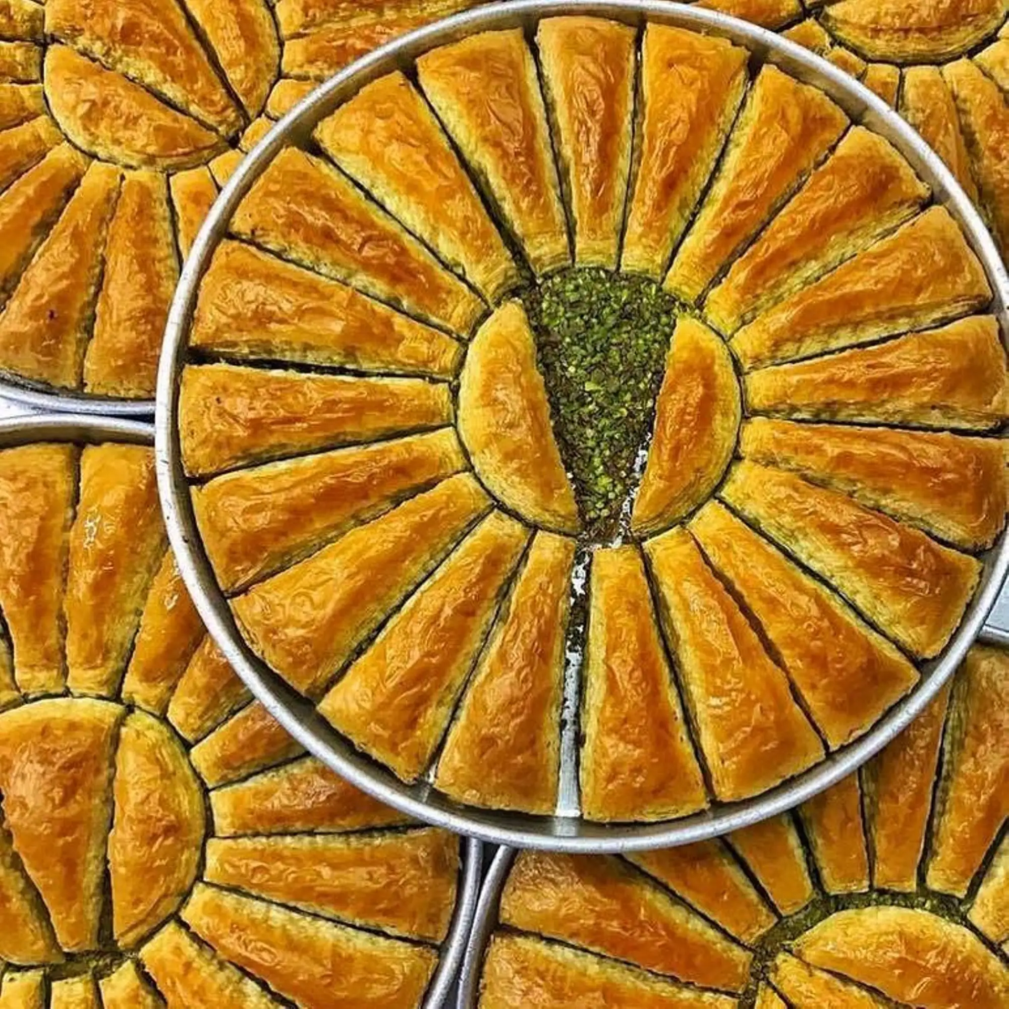 

Traditional fresh delicious Turkish Carrot Slice baklava with pistachio Dessert Famous Brand Turkish Baklava