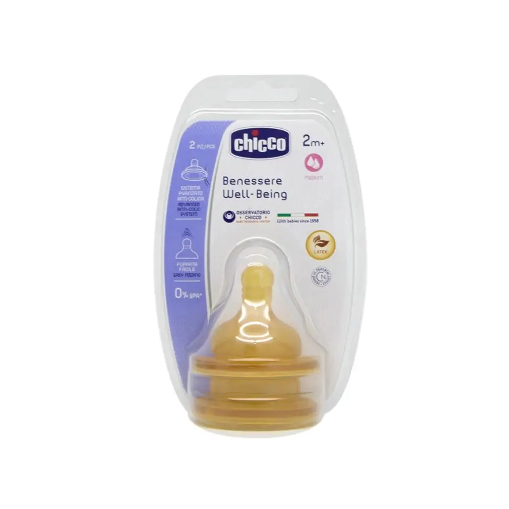 

Chicco Baby Bottle Nipple 2-Rubber Flow-Adjustable Wide-Mouth Baby Nipple Round And Hole Silicone Baby Simulation Pacifier Baby