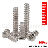 50pcs m1 4 m1 7 m2 m2 3 m2 6 m3 m3 5 m4 pb pan round head self tapping bolts phillips wood screw flat tail nickel plated steel