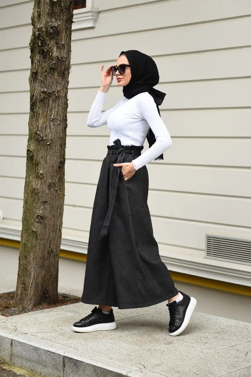 

Women Wide Leg Skirt Jeans High Quality Islamic Comfortable Modern Muslim Clothing Made in Turkey 10011