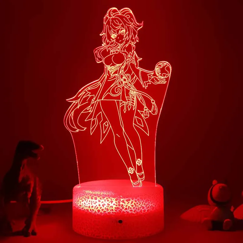 

3d Led Night Light Lamp Manga Genshin Impact Hu Tao Acrylic Led Lamp Game