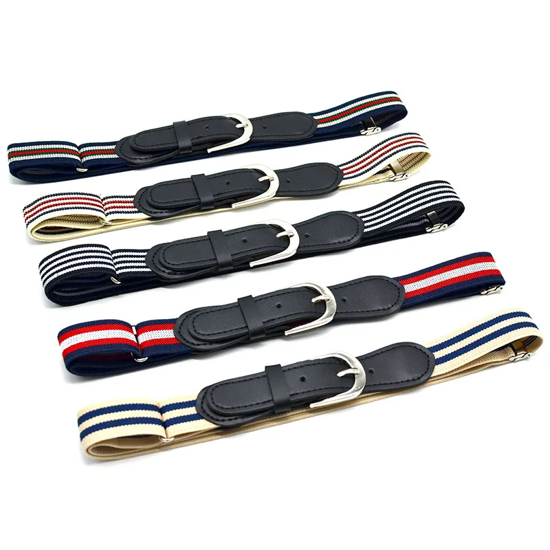 Children Elastic Belt Striped Adjustable Waist Belts Leather Cover Pin Buckle for Kids Baby Toddler Fashion Pants Jean Trousers