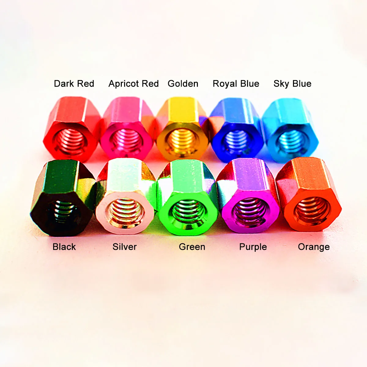 10 шт. M2 M2.5 M3 Цветной алюминиевый сплав длинные шестигранные гайки стержневая