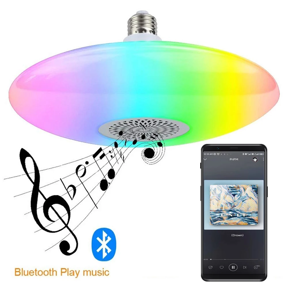 

LED RGB Colorful Light Dimmable Changing Bulb Bluetooth Audio Lamp Bulb With Remote Control Home Atmosphere Decor