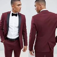 latest 2 pieces suit for men black peak lapel groomsmen best men wedding party suits costume homme blazerpants