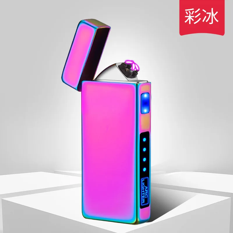 2022 New USB Metal Double Arc Windproof Plasma Lighter, Touch Induction Lighter, LED Display Screen, High-end Gifts for Men images - 6