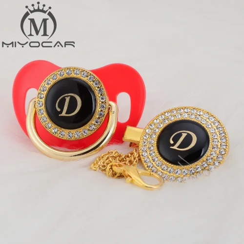 MIYOCAR уникальный дизайн имя инициалы буквенные D прекрасный bling соска и пустышка Клип Набор BPA бесплатно пустышка bling уникальный дизайн LD - Цвет: LD-5  6-18M