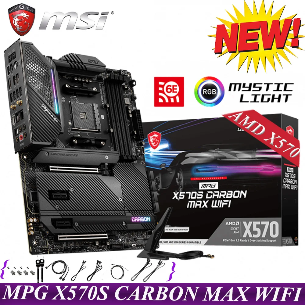 

New MSI MPG X570S CARBON MAX WIFI Motherboard DDR4 128GB 5300OC PCI-E 4.0 Wi-Fi 6E Ryzen 9 AMD X570 Gaming Desktop Placa-Mãe AM4