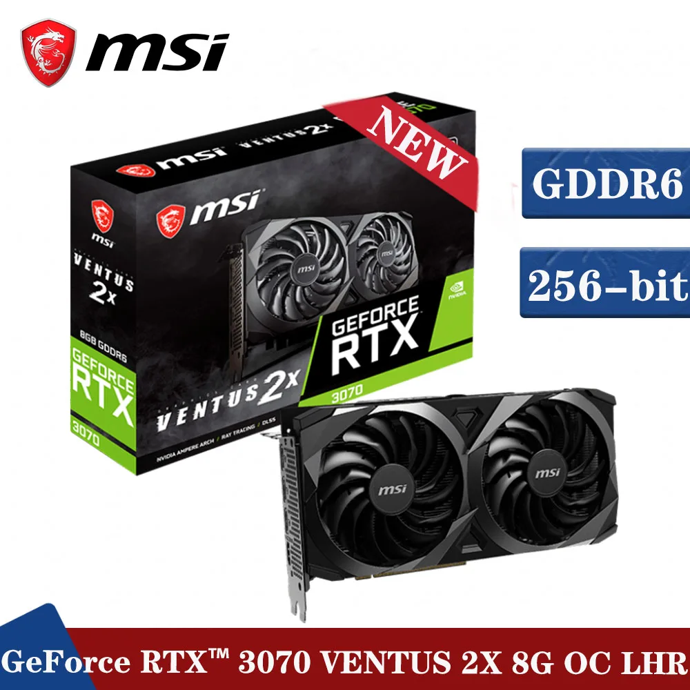 

New MSI GeForce RTX 3070 VENTUS 2X 8G OC LHR Graphics Card NVIDIA GDDR6 8GB 14000MHz 256bit DirectX 12 RTX 3070 GPU Video Card