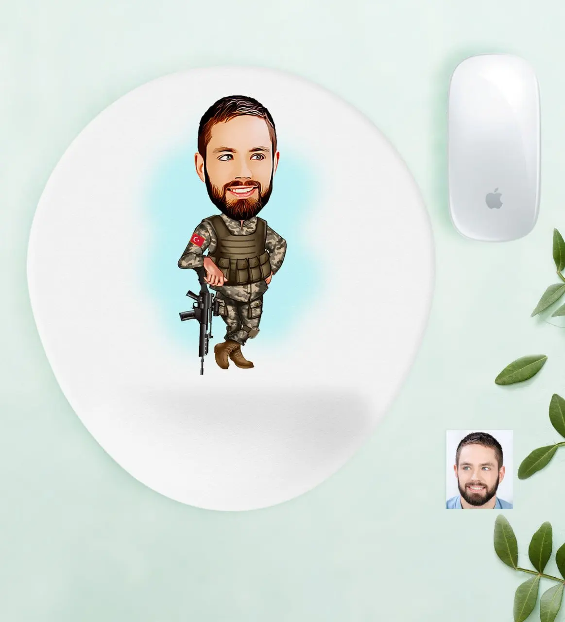 

Personalized Soldier Caricature Of Wrist Support Mouse Pad-2