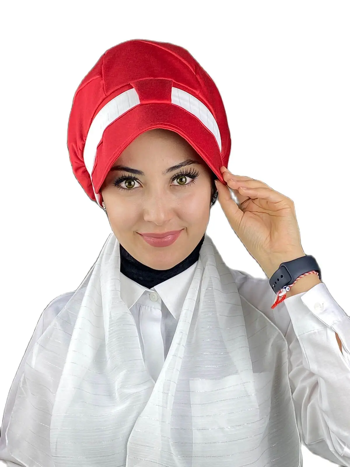 

Red White Scarf Hat New Fashion Islamic Muslim Women Scarf 2021 Trend Hijab Which Are Immediately Ready-to-Wear Beanie Bone Koton